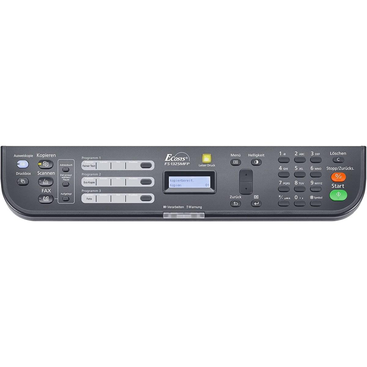 Kyocera Ecosys FS-1325MFP Stampante Laser Multifunzione Bianco e Nero: Stampa, Copia, Scansione, Fax. 25 pagine al minuto Printer 4-in-1 con FAX+DUPLEX Printing