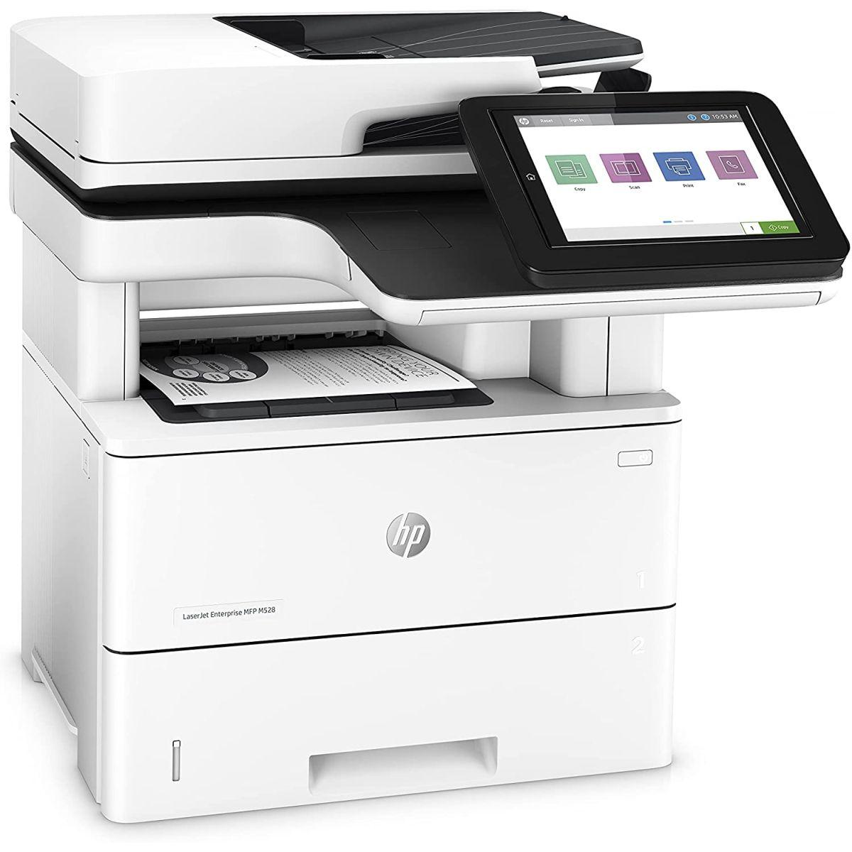HP LaserJet Enterprise M528dn 1PV64A, Stampante Multifunzione A4, Stampa Fronte e Retro Automatica in b/n, 43 ppm, USB, Gigabit Ethernet, Fax Opzionale, HP Smart, Schermo Touch da