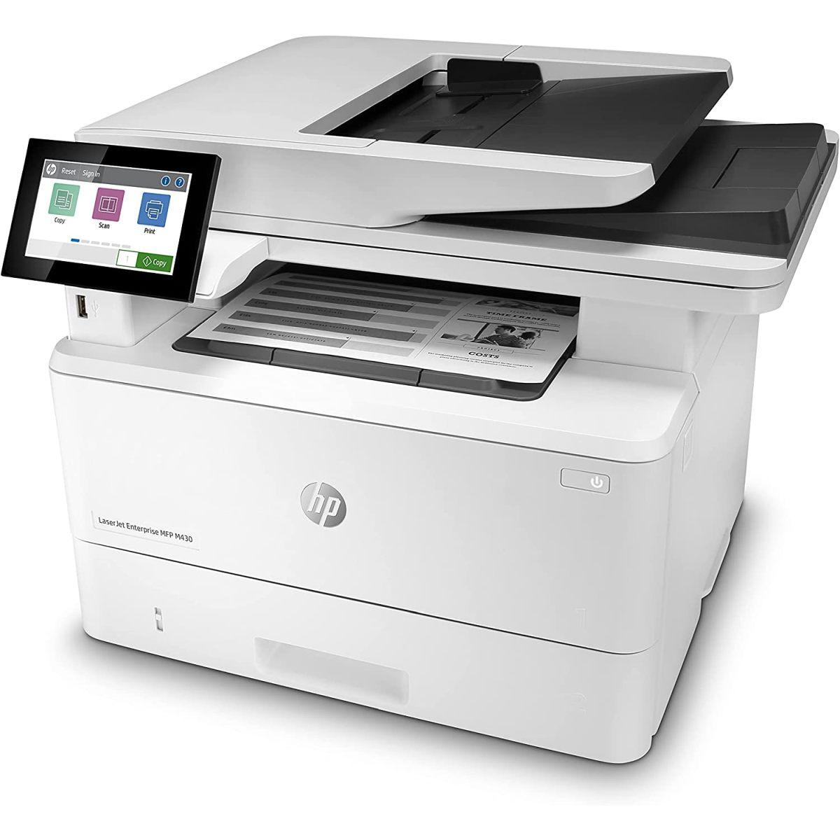HP LaserJet Enterprise M430f 3PZ55A, Stampante Multifunzione A4, Stampa Fronte e Retro Automatico in b/n, 38 ppm, Copia, Scansiona, Fax, Ethernet, USB 2.0, ADF, HP Smart, Schermo T