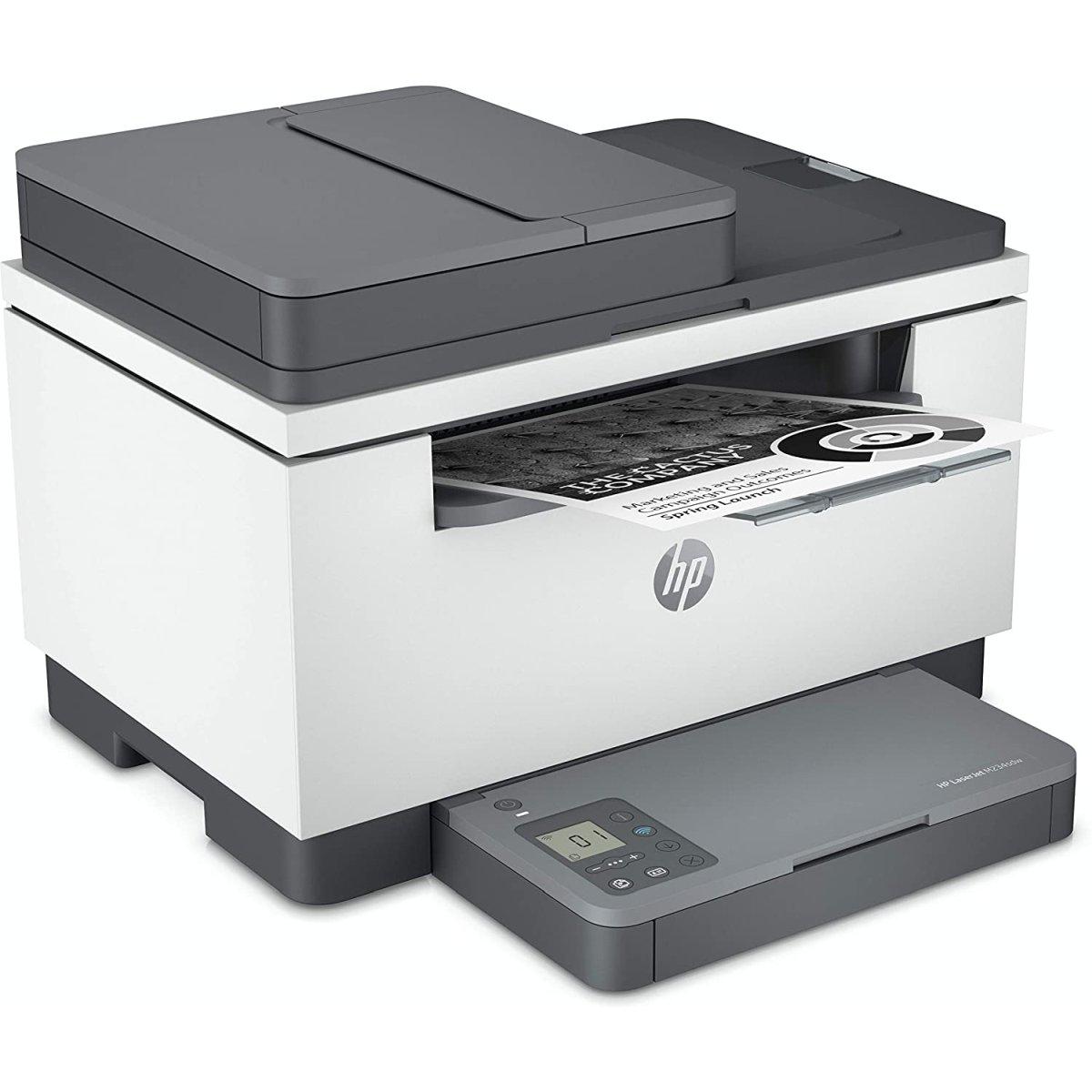 HP LaserJet M234sdw 6GX01F, Stampante Multifunzione A4, Stampa Fronte e Retro Automatica in b/n, 29 ppm, WiFi, Ethernet, USB, ADF, HP Smart, No Fax, Schermo LCD a icone, Grigia