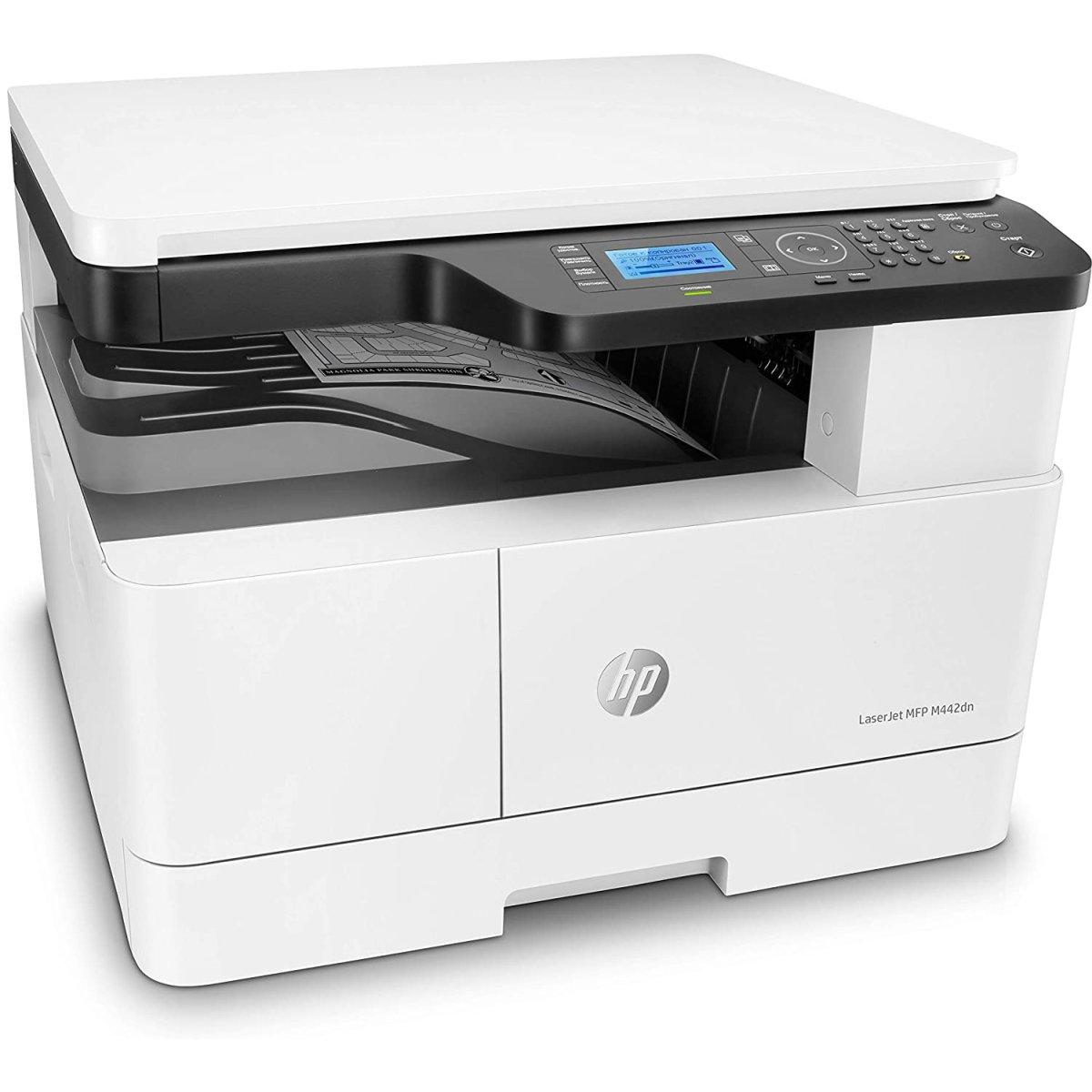 HP LaserJet M442dn 8AF71A, Stampante Multifunzione A4, Stampa Fronte e Retro Automatico in b/n, 24 ppm, Copia, Scansiona, Ethernat, USB, HP Smart, Schermo LCD, No WiFi, No Fax e No