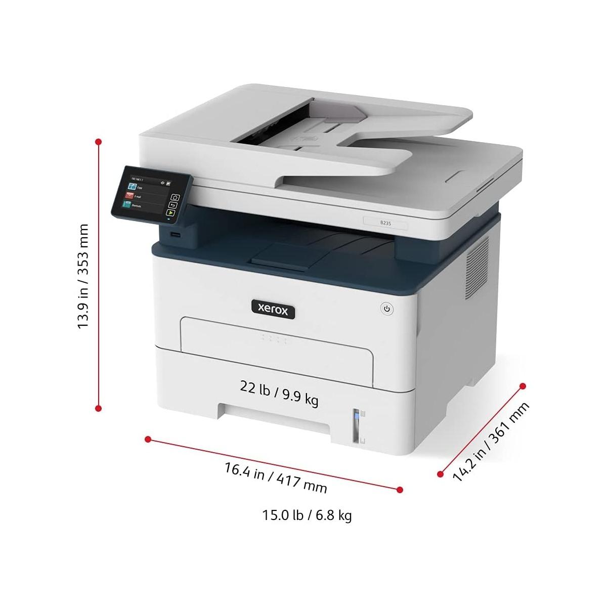 Xerox B235 Multifunzione Laser A4 - Copia/Stampa/Scansione/Fax, 34ppm, Bianco e Nero, Wireless con Stampa Fronte Retro, Pannello Touch a Colore