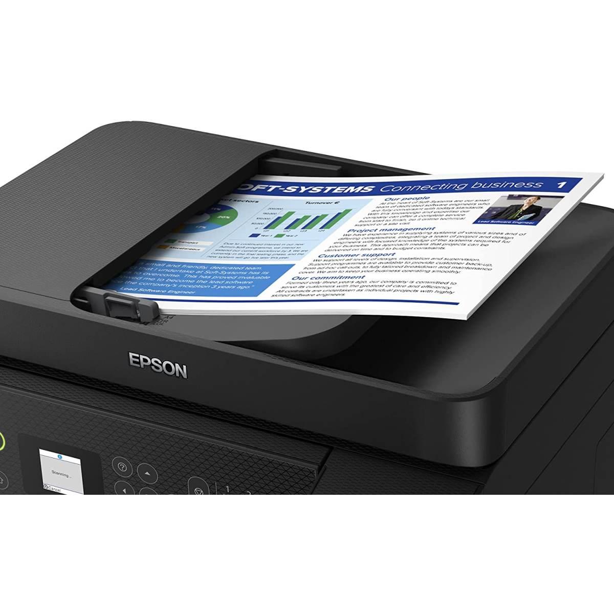 Epson EcoTank ET-4800 stampante Multifunzione A4 (stampa, copia, scansione, fax) ADF, display LDC 3.7cm, USB, Wi-Fi, Wi-Fi Direct, Ethernet, Epson Smart Panel, AirPrint, serbatoi f