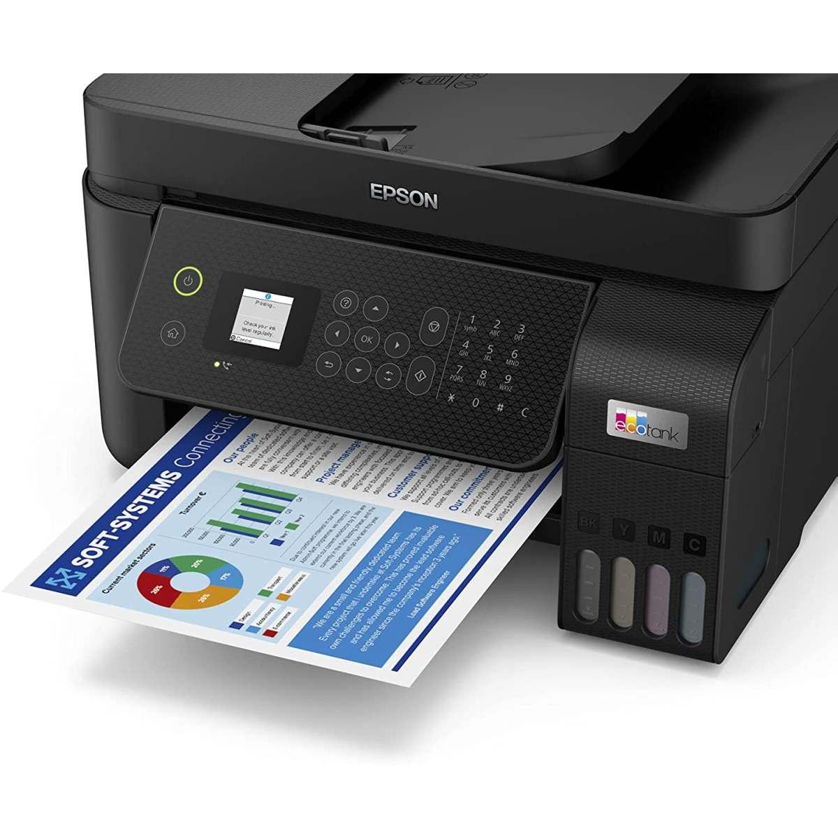 Epson EcoTank ET-4800 stampante Multifunzione A4 (stampa, copia, scansione, fax) ADF, display LDC 3.7cm, USB, Wi-Fi, Wi-Fi Direct, Ethernet, Epson Smart Panel, AirPrint, serbatoi f