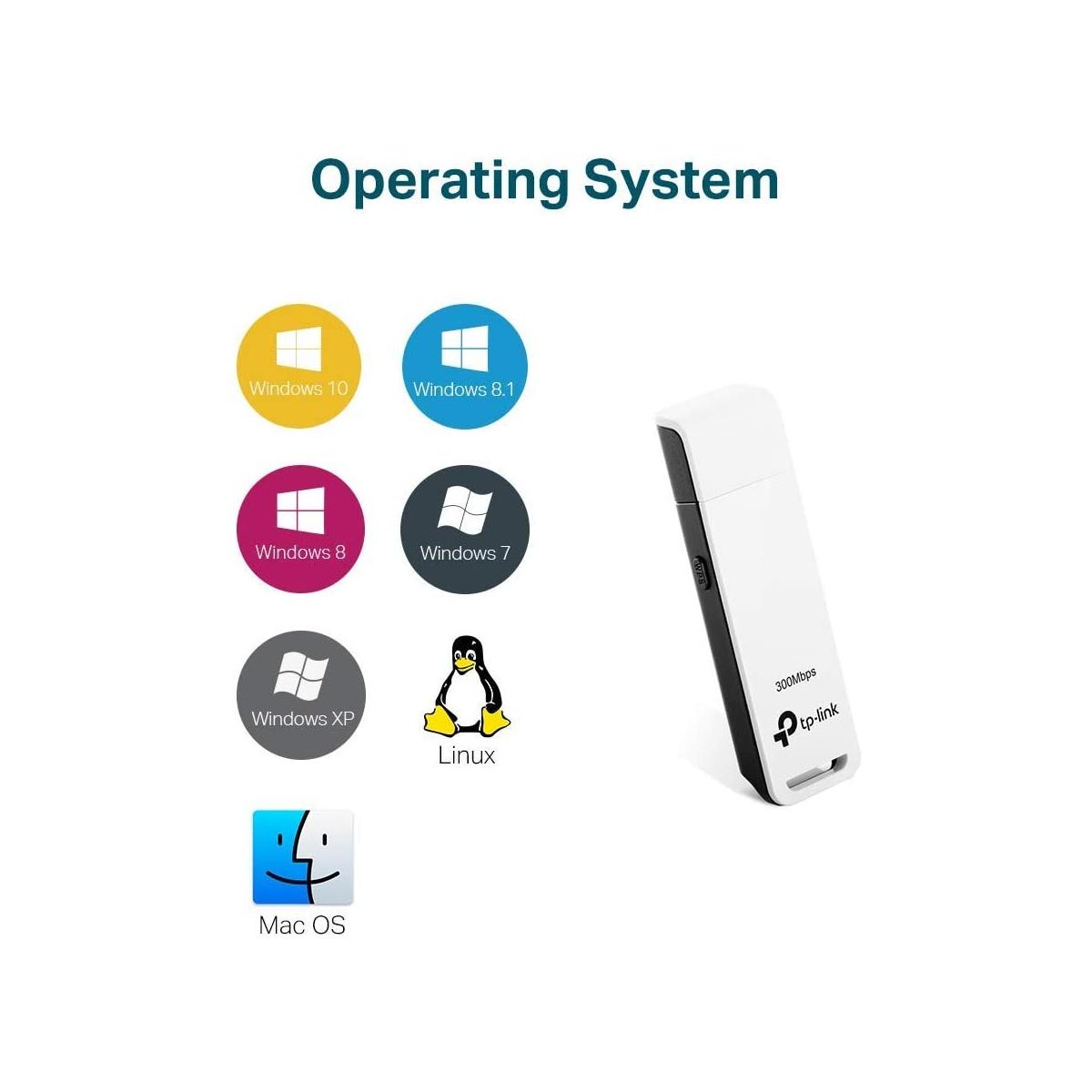 TP-Link TL-WN821N Adattatore USB Scheda di Rete, Wireless 300Mbps, 2.4GHz, 2 Antenne Interne, USB 2.0, Pulsante WPS N300 Single
