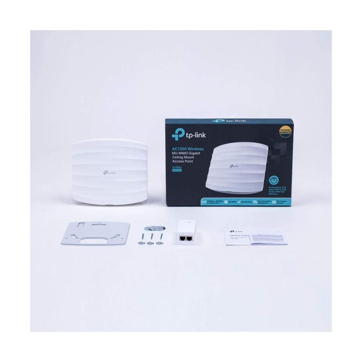 TP-Link EAP225 Access Point Wi-Fi AC1350 Dual Band Wireless AP, Supporto PoE 802.3af ,1 Porta Gigabit, Gestione Centralizzata,Captive Portal ,Supporto Band AC1350 Single